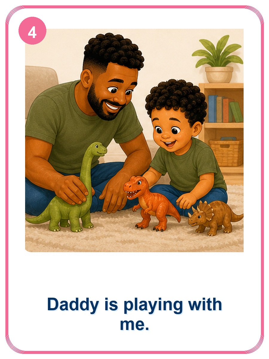 Daddy is playing with me flashcard